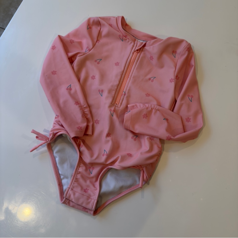Target Cat&Jack Toddler Girl Swim Rashguard Pink Cherries 5T